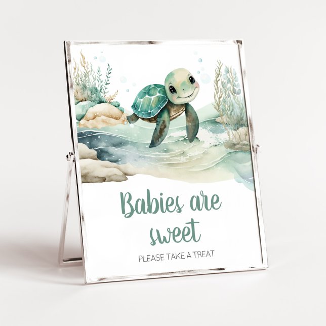 Póster Los bebés de Baby Shower de tortuga marina son dul (A Little Hatching Is On the Way Baby Shower Babies are Sweet Sign)