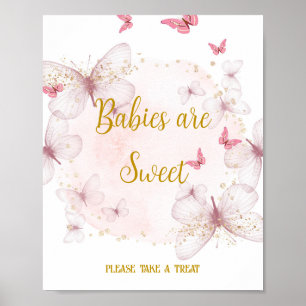Póster Los bebés de cumpleaños rosados y dorados son Rótu