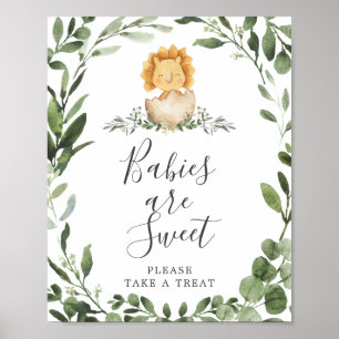 Póster Los bebés de Dinosaurios Baby Shower son un Rótulo