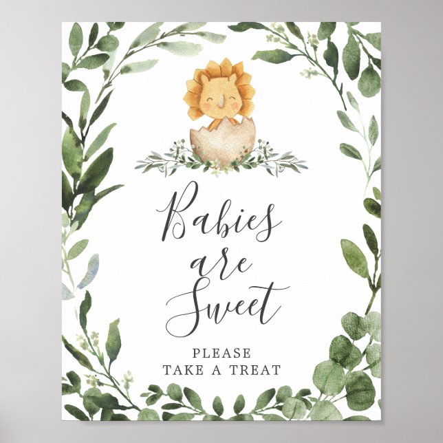 Póster Los bebés de Dinosaurios Baby Shower son un Rótulo (Frente)
