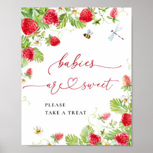 Póster Los bebés de fresa de moda son un dulce Baby Showe