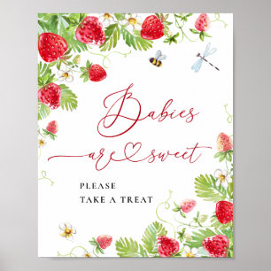 Póster Los bebés de fresa de moda son un dulce Baby Showe