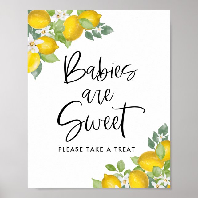 Póster Los bebés de limón son dulces favores para baby sh (Frente)