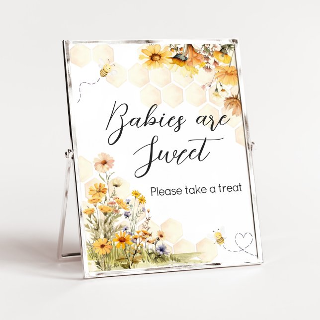Póster Los bebés de miel de girasol son dulces (Sunflower Little Honey Baby Shower Babies are Sweet Sign)