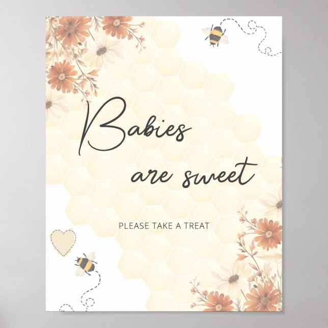 Póster Los bebés de miel son dulces, tomen un Baby Shower (Frente)