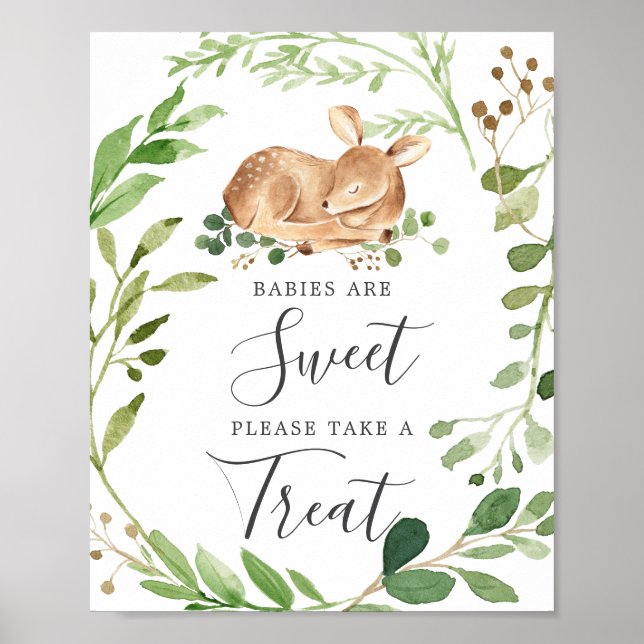 Póster Los bebés de venado Baby Shower son Rótulo dulce (Frente)