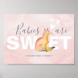 Póster Los bebés de Woodland Fox son dulces en Baby Showe