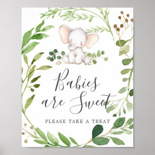 Póster Los bebés elefantes de Baby Shower son un Rótulo d