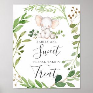Póster Los bebés elefantes de Baby Shower son un Rótulo d