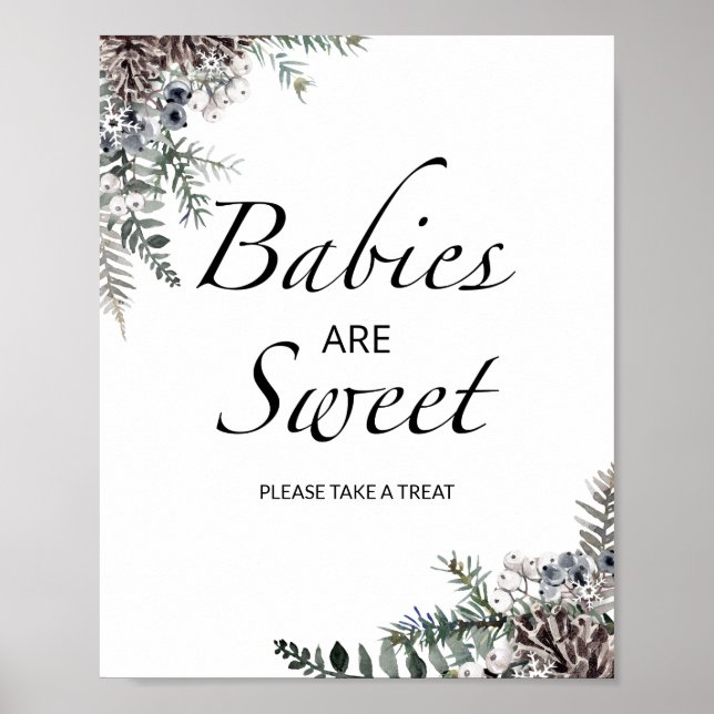 Póster Los bebés evergreen son dulces, tómate un regalo (Frente)