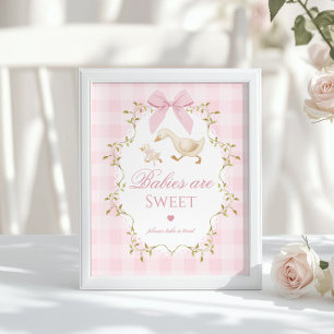 Póster Los bebés Silly Goose son dulces Gingham Rosa