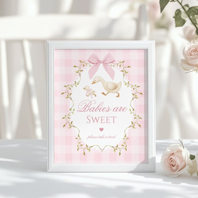 Póster Los bebés Silly Goose son dulces Gingham Rosa (Subido por el creador)