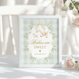 Póster Los bebés Silly Goose son dulces Gingham Verde Sal