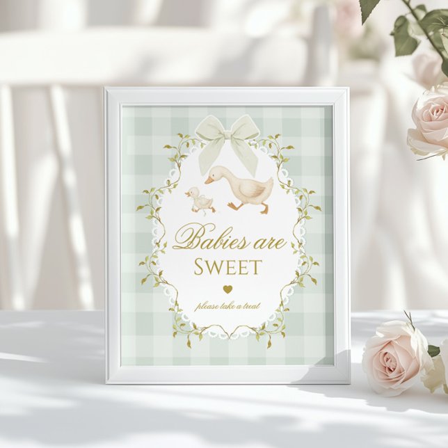 Póster Los bebés Silly Goose son dulces Gingham Verde Sal (Subido por el creador)