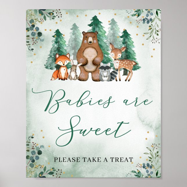 Póster Los bebés son animales de bosque de signos dulces (Frente)
