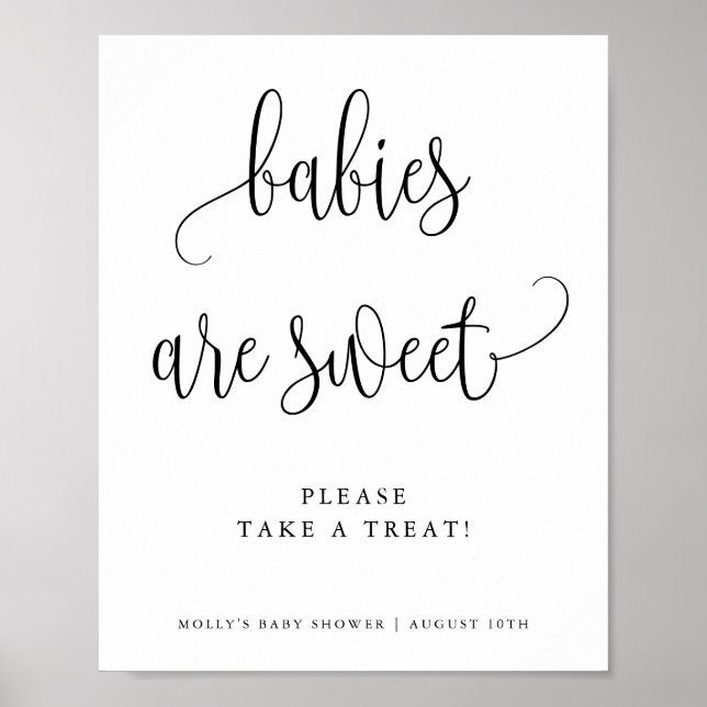 Póster Los bebés son bienvenidos a la caligrafía Minimali (Frente)
