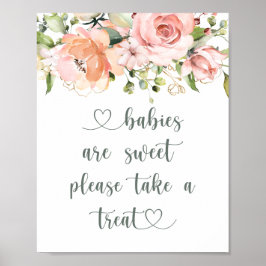 Póster Los bebés son dulce Baby Shower Floral Greenery