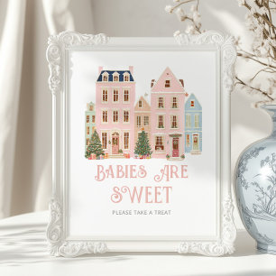 Póster Los bebés son dulces Christmas Village Baby Shower
