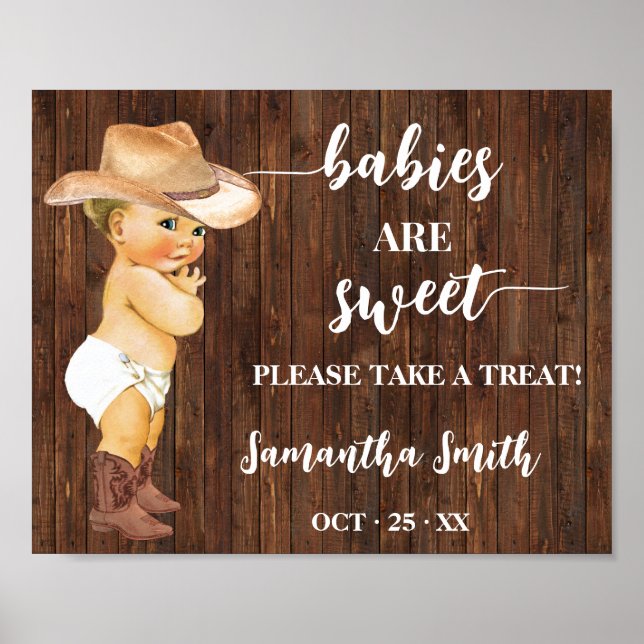 Póster Los bebés son dulces, den un regalo Cowboy Baby Sh (Frente)