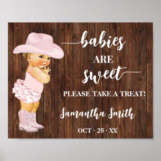 Póster Los bebés son dulces, den una cita de Cowgirl Baby (Frente)