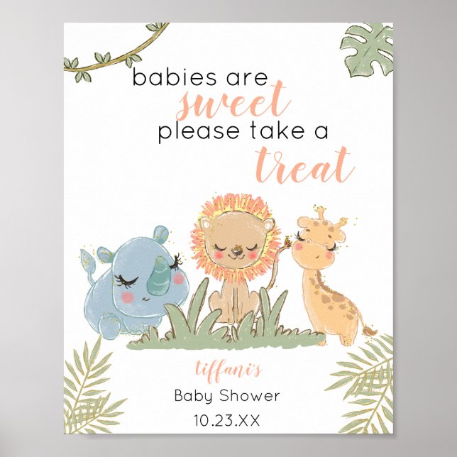 Póster Los bebés son dulces, por favor, tómate un animal  (Frente)