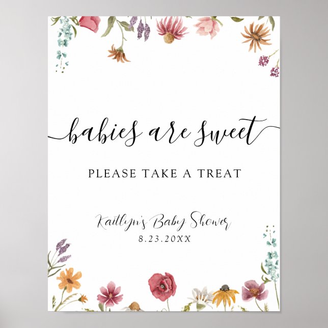 Póster Los bebés son dulces, por favor, tómate un Rótulo (Frente)