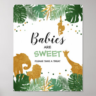 Póster Los bebés son dulces Rótulo Zoo Jungle Favors Tret