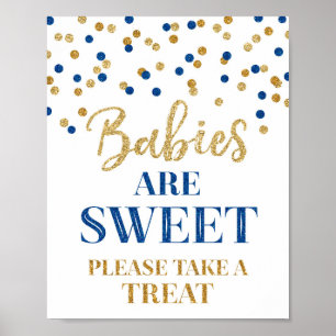 Póster Los bebés son dulces Rótulos Oro Dark Blue Confett