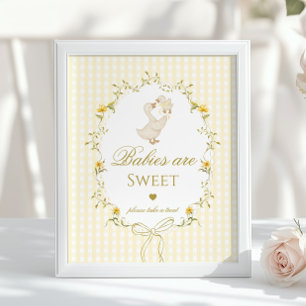 Póster Los bebés son dulces Silly Goose gingham amarillo