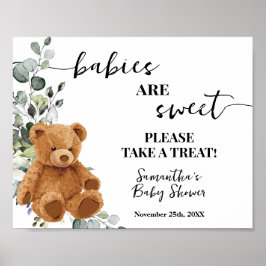 Póster Los bebés son dulces, tómate un oso, ducha de vege