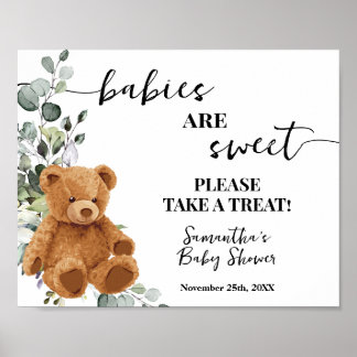 Póster Los bebés son dulces, tómate un oso, ducha de vege