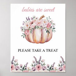 Póster Los bebés son dulces tratados con calabaza floral 