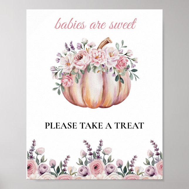 Póster Los bebés son dulces tratados con calabaza floral  (Frente)