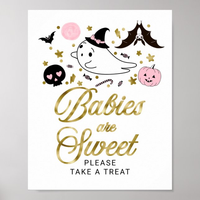 Póster Los bebés son el Rótulo de Baby Shower Sweet Hallo (Frente)