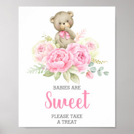 Póster Los bebés son el signo del oso rosa dulce