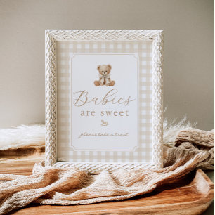 Póster Los bebés son ositos de peluche dulces gingham neu