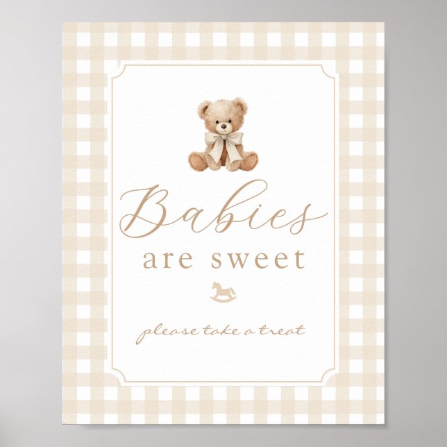 Póster Los bebés son ositos de peluche dulces gingham neu (Frente)