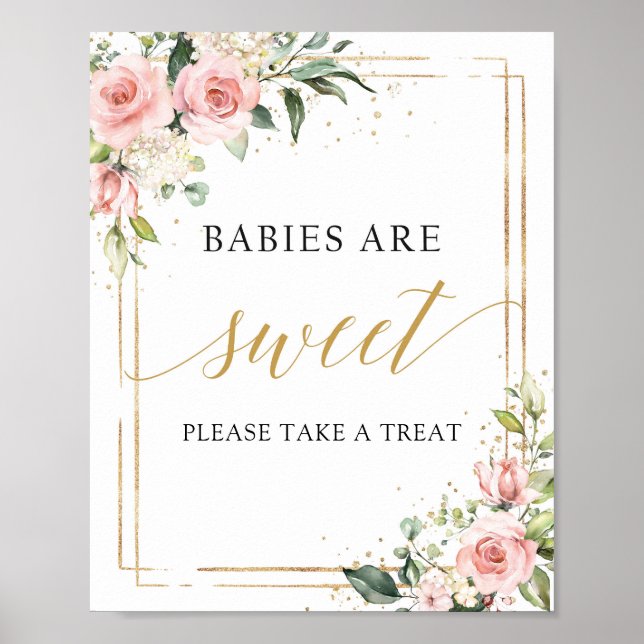 Póster Los bebés son signos dulces bohemias boho rosa (Frente)