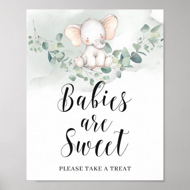 Póster Los bebés son signos dulces elefante vegetación eu (Frente)