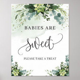 Póster Los bebés son signos dulces, follaje suculento de
