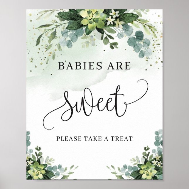 Póster Los bebés son signos dulces, follaje suculento de  (Frente)