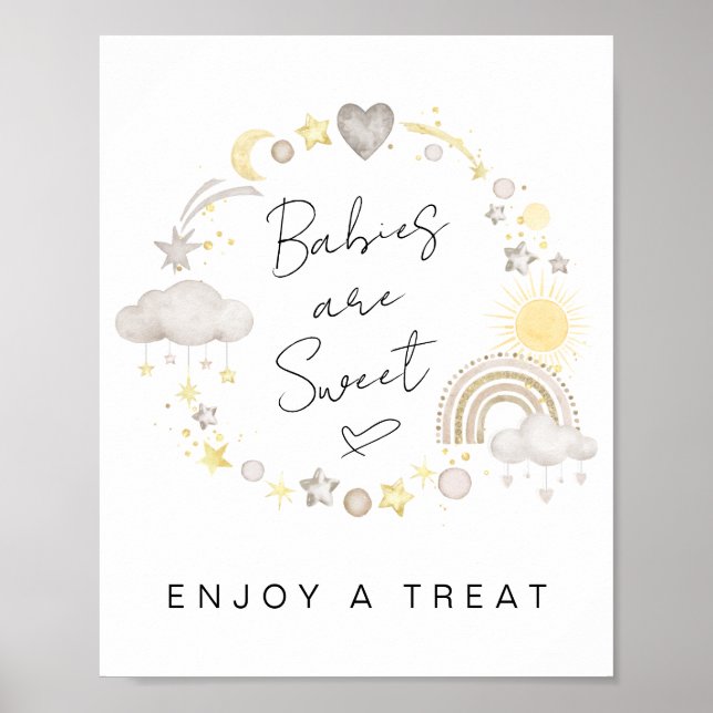 Póster Los Bebés Son Trato Dulce De Baby Shower Boho (Frente)