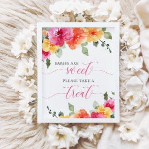 Póster Los bebés son una ducha de bebé florida de durazno