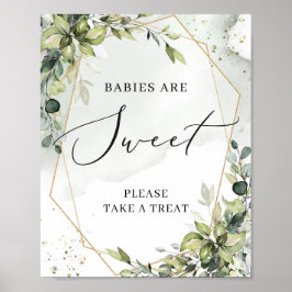 Póster Los bebés verdes son signos dulces oro boho geomét