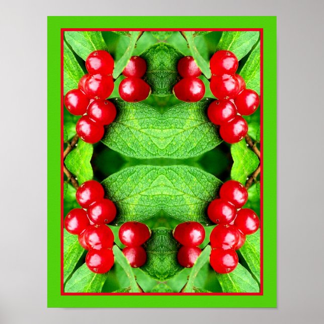 Póster Los Berries Rojos Con Las Lluvias Espejan La Natur (Frente)