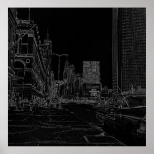 Póster Los brillantes bordes negros de la avenida Michiga
