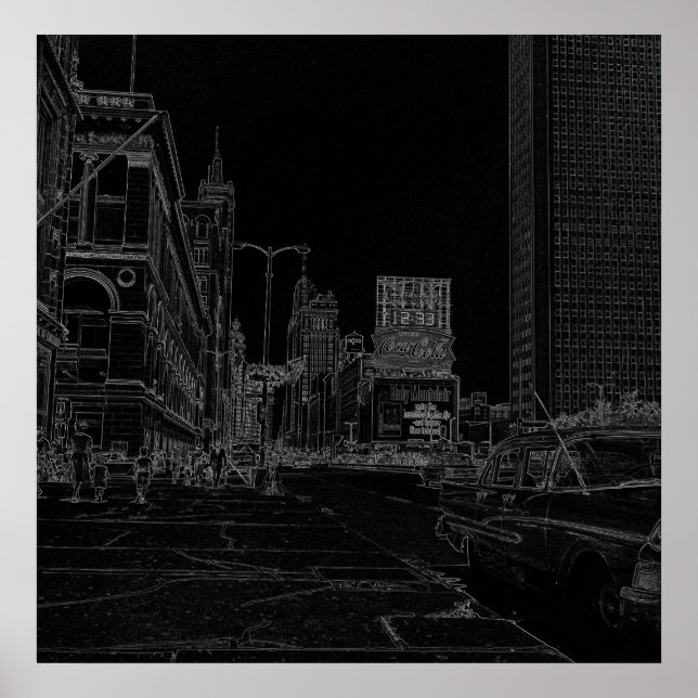 Póster Los brillantes bordes negros de la avenida Michiga (Frente)