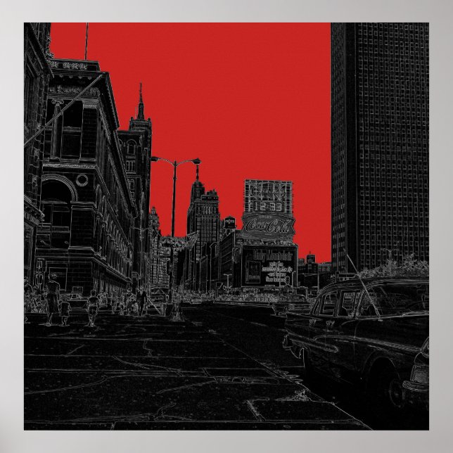 Póster Los brillantes bordes negros de la avenida Michiga (Frente)