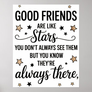 Póster Los Buenos Amigos Son Como Estrellas Citas Inspira