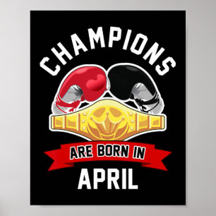 Póster Los Campeones Nacen En Abril Cumpleaños Deportivo 